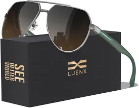 LUENX Aviator Sunglasses for Men Polarized Pilot Shades UV400 Sun Glasses with Accessories
