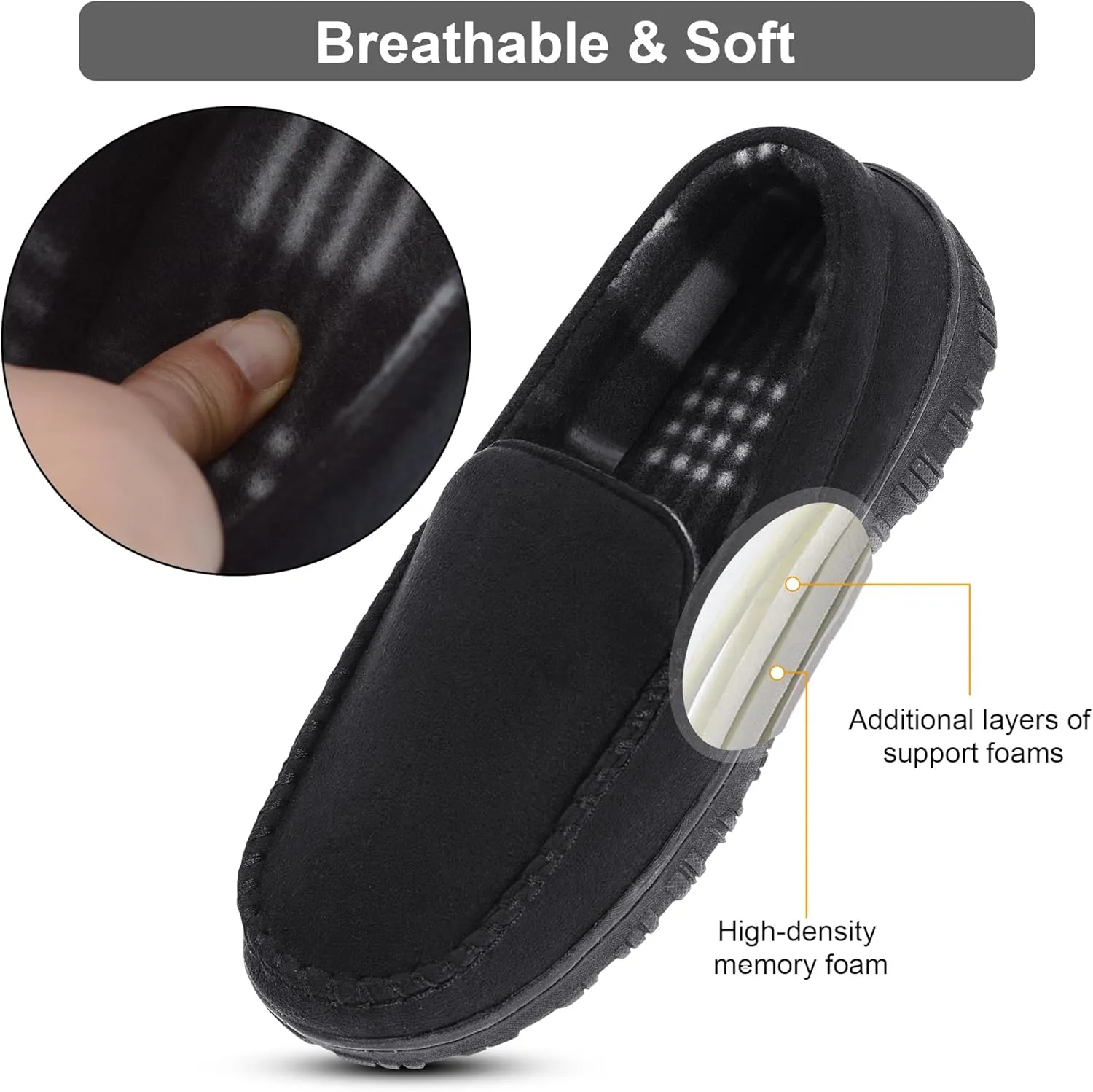 Lulex Mens Slippers Moccasins for Mens Memory Foam House Slippers Indoor Outdoor House Shoes