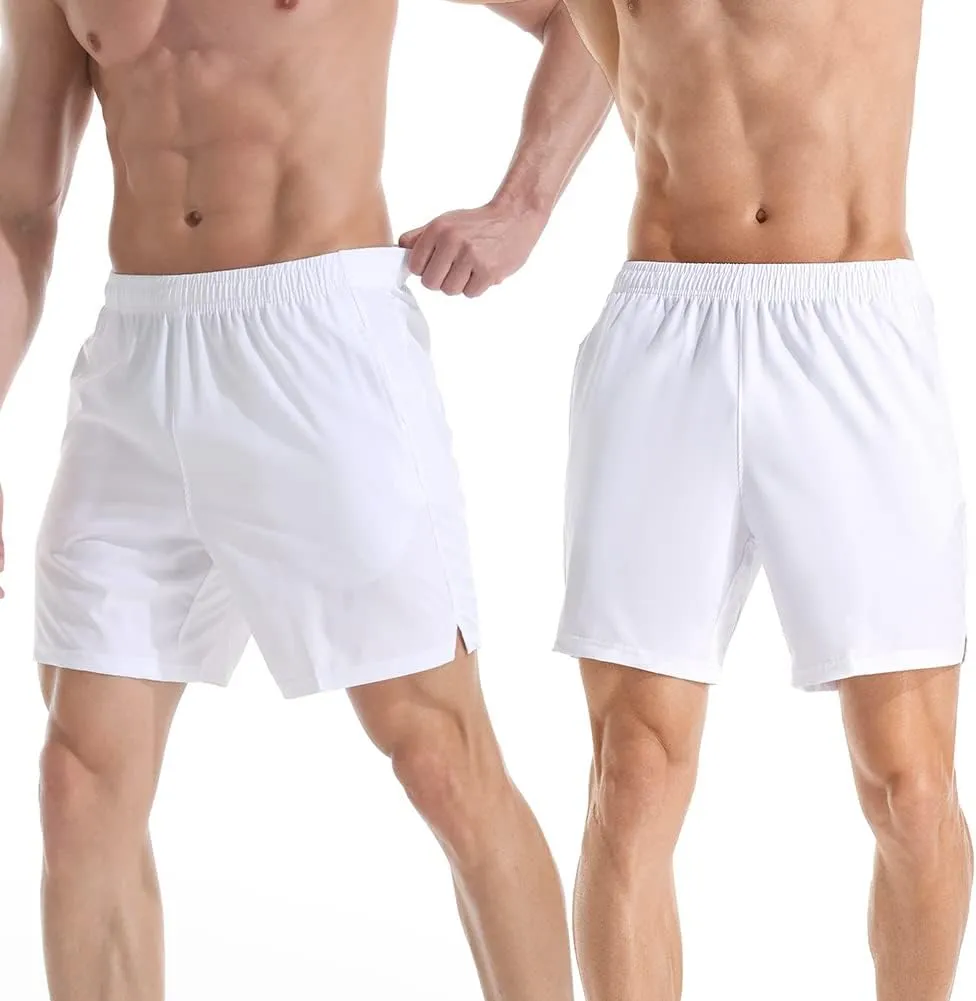 Men's 7" Athletic Running Shorts Lightweight Quick Dry Gym Workout Shorts with Zipper Pockets