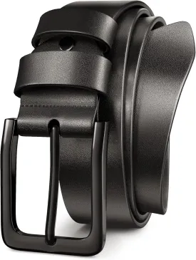 Mens Black Dress Belt,Genuine Casual Leather Belts for Men 1.5" Width
