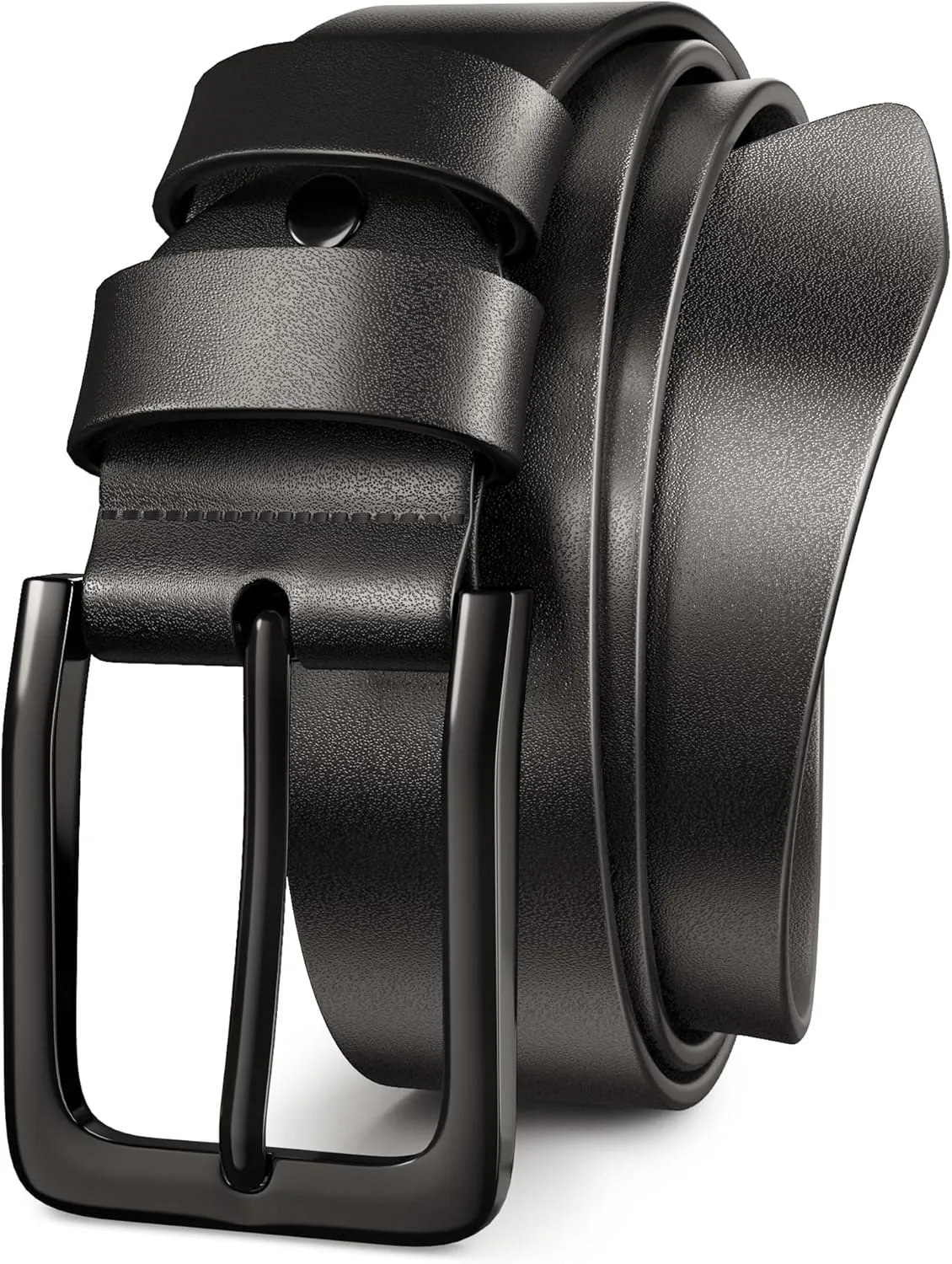 Mens Black Dress Belt,Genuine Casual Leather Belts for Men 1.5" Width