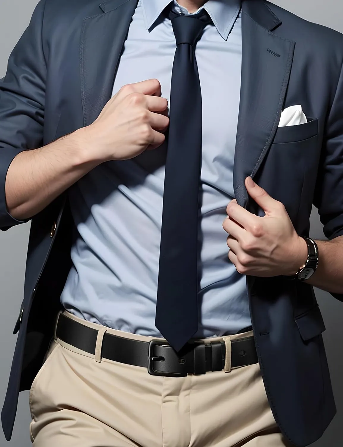 Mens Black Dress Belt,Genuine Casual Leather Belts for Men 1.5" Width