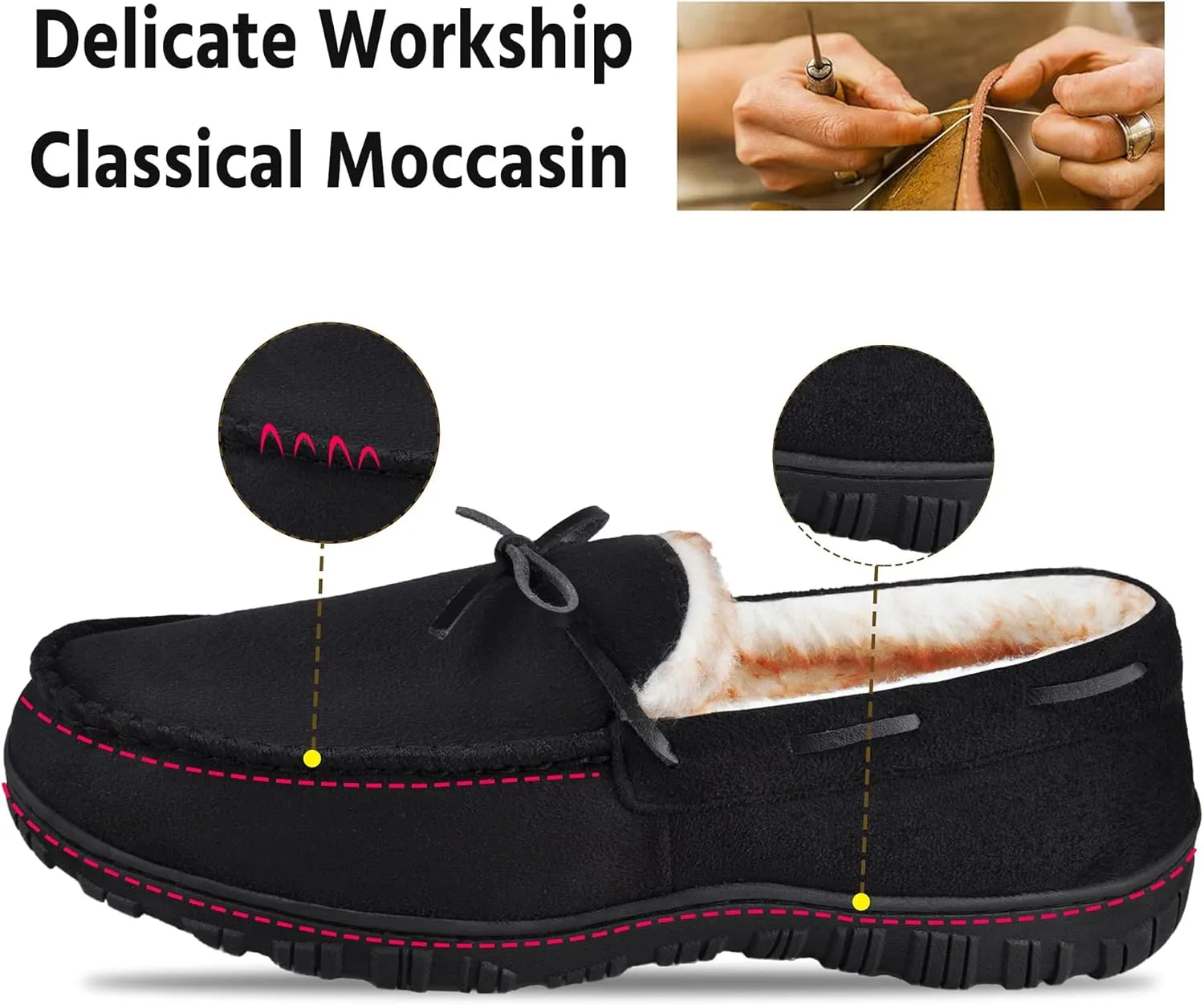 MIXIN Mens Slippers Indoor Outdoor Memory Foam House Shoes Anti-Slip Moccasins Slippers for Men