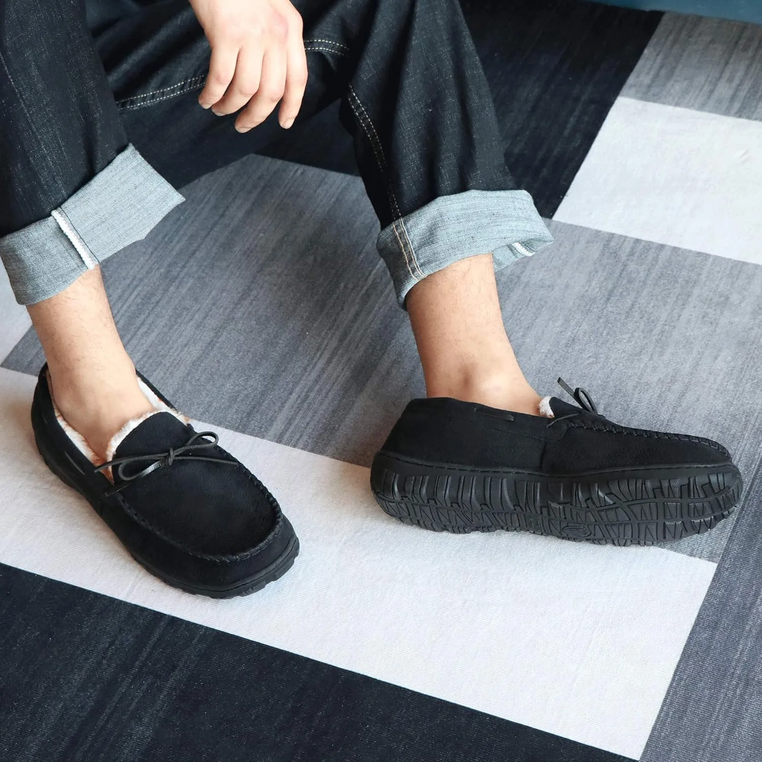 MIXIN Mens Slippers Indoor Outdoor Memory Foam House Shoes Anti-Slip Moccasins Slippers for Men