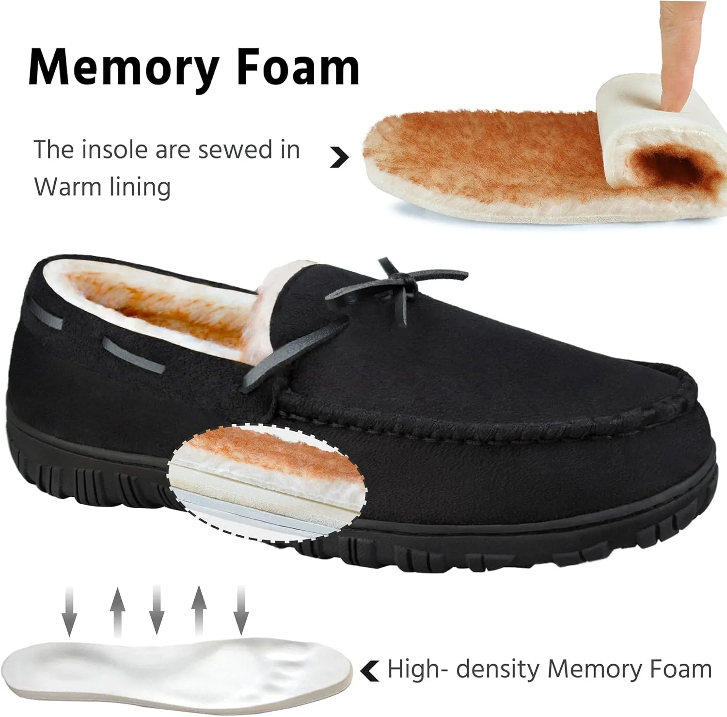 MIXIN Mens Slippers Indoor Outdoor Memory Foam House Shoes Anti-Slip Moccasins Slippers for Men