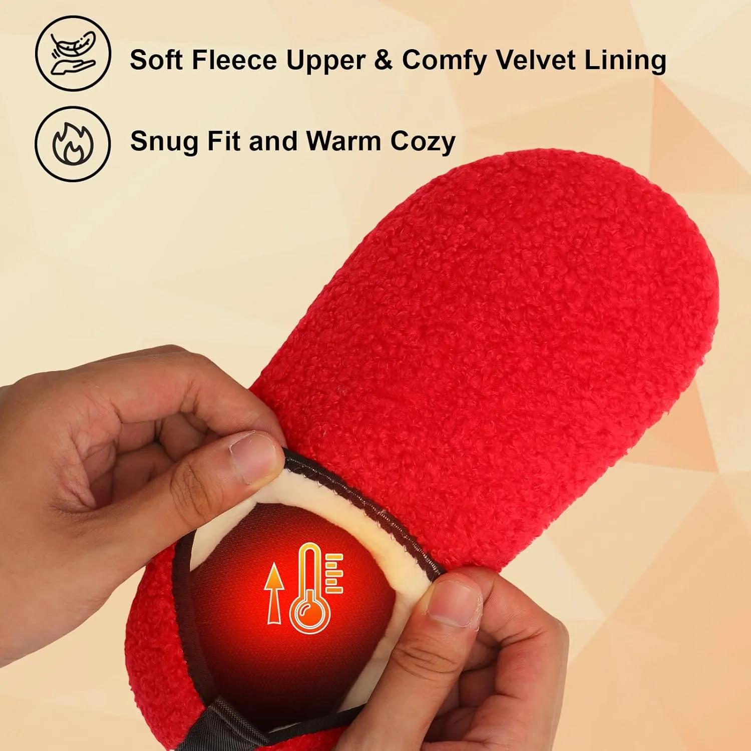 QFH Womens & Mens Cozy House Slippers - Portable Travel Shoes with Flexible Rubber Sole & Soft Velvet Lining