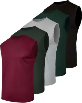 Real Essentials 5 Pack: Men's Mesh Active Athletic Tech Tank Top - Workout & Training Activewear (Available in Big & Tall)