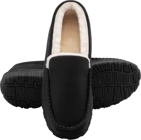 shoeslocker Men's Slippers Warm Soft Plush Memory Foam House Slippers for Men Comfortable Bedroom Moccasin Slippers Non-Slip Indoor Outdoor