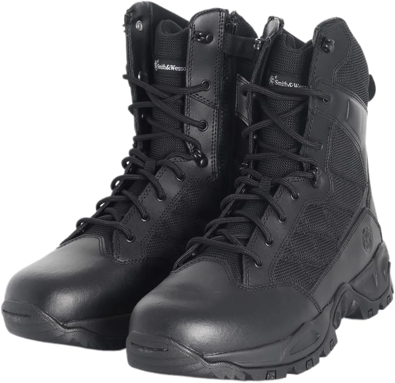 Smith & Wesson Men's Scout Hot Weather Polishable Toe Military Tactical Boots Side Ziper Work Combat Trooper Leather Boots (6-8 Inches)