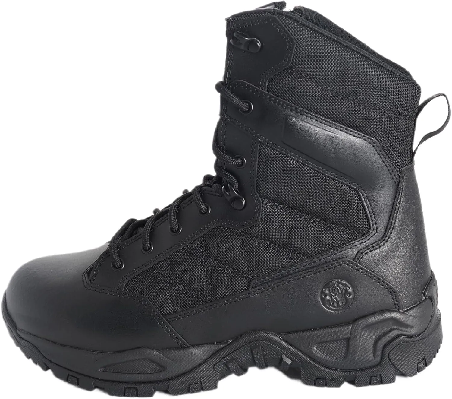 Smith & Wesson Men's Scout Hot Weather Polishable Toe Military Tactical Boots Side Ziper Work Combat Trooper Leather Boots (6-8 Inches)