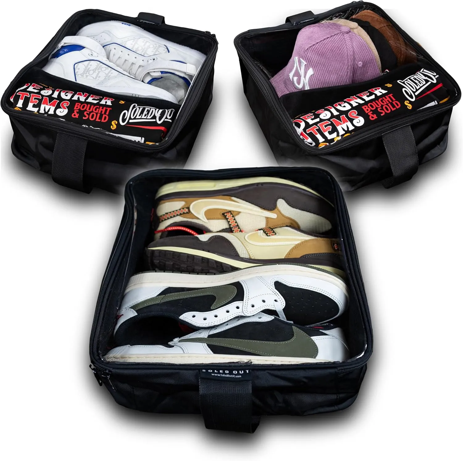 Sneakers Case for Travel and Storage, Clear Waterproof Lid Soft Bag and Organizer, Adjustable Divider for High Value Casual, Athletic, Golf and Sports Shoes. Gift for Men and Women. (3)