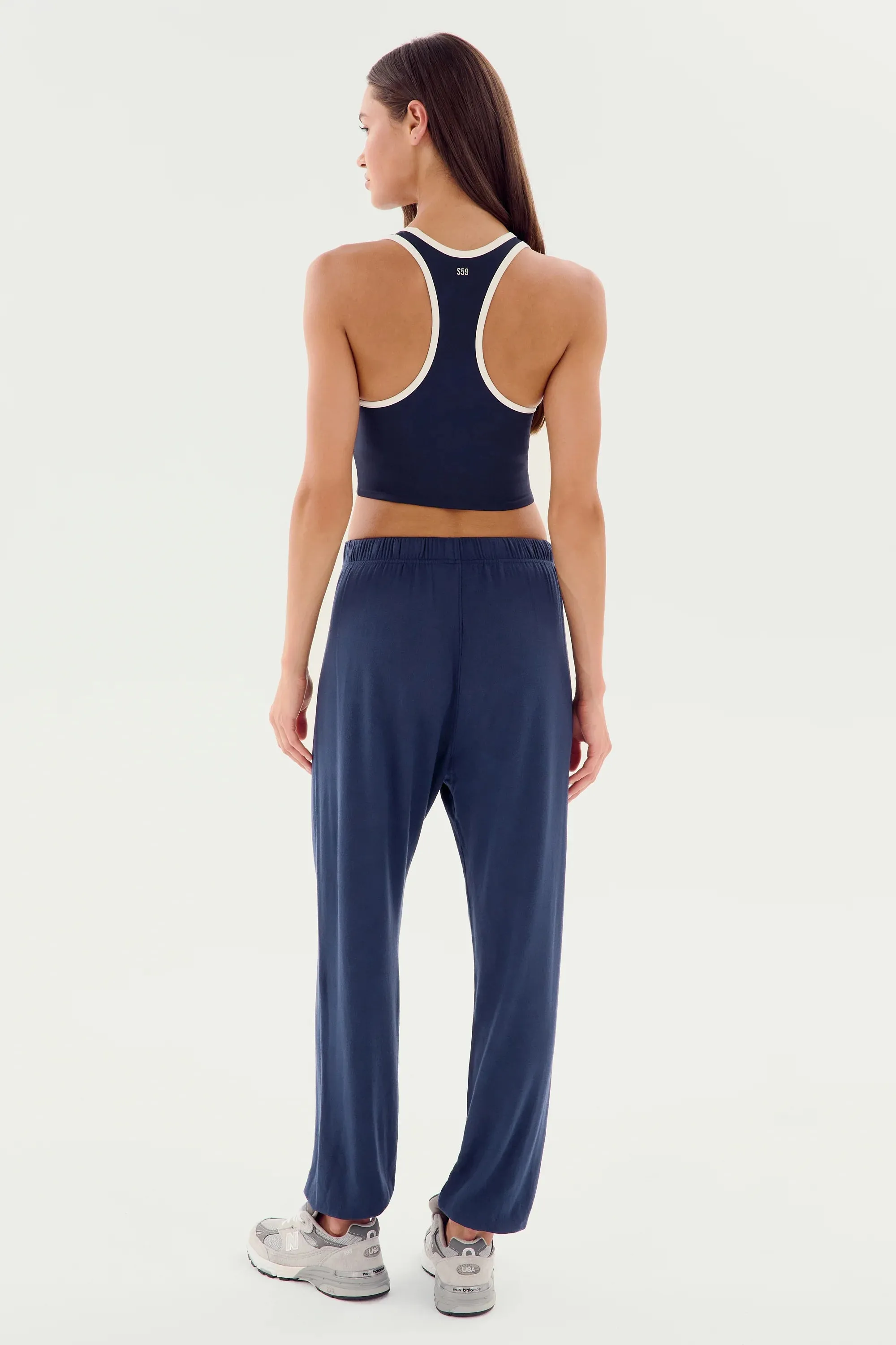 Splits59 Andie Warm Up Oversized Sweatpants in Navy