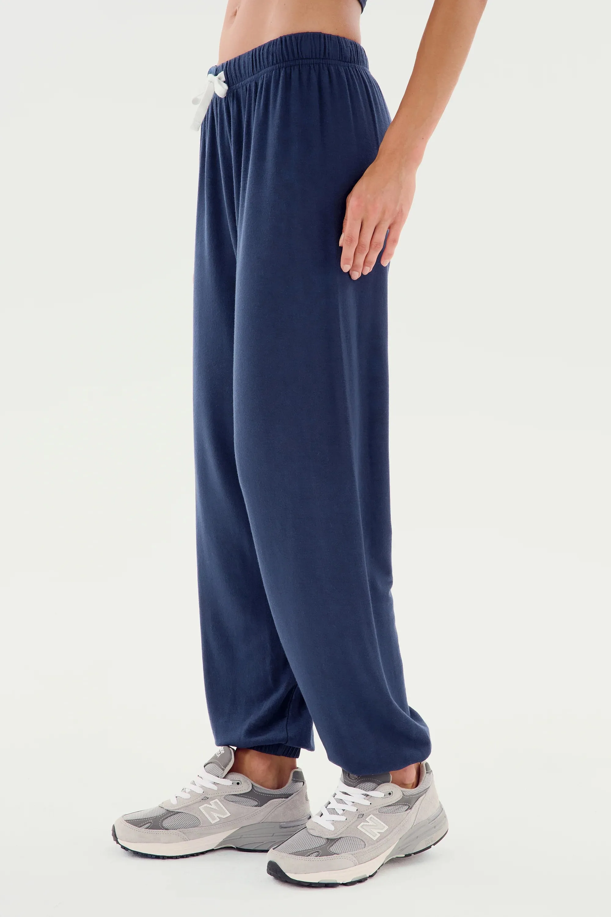 Splits59 Andie Warm Up Oversized Sweatpants in Navy
