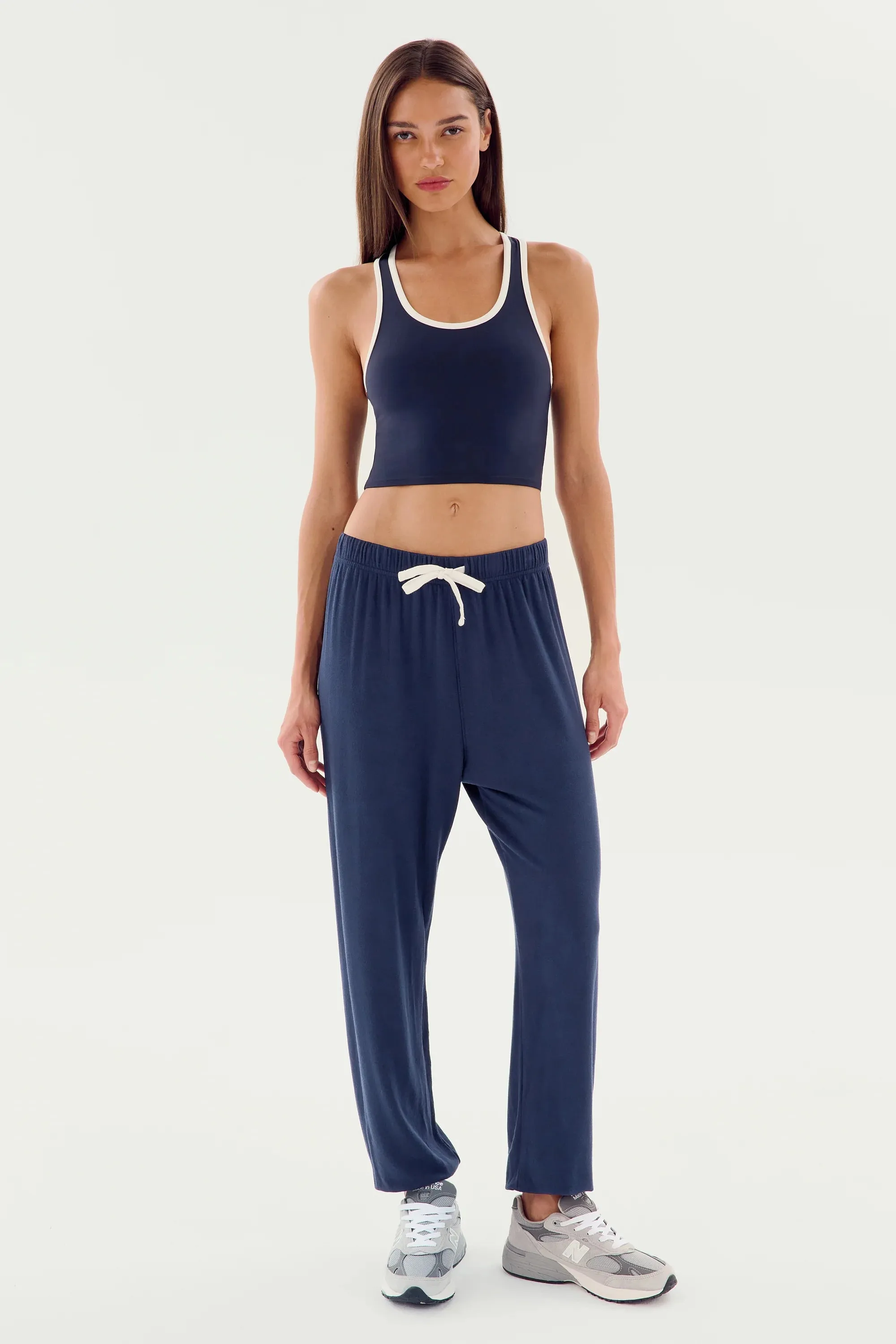 Splits59 Andie Warm Up Oversized Sweatpants in Navy