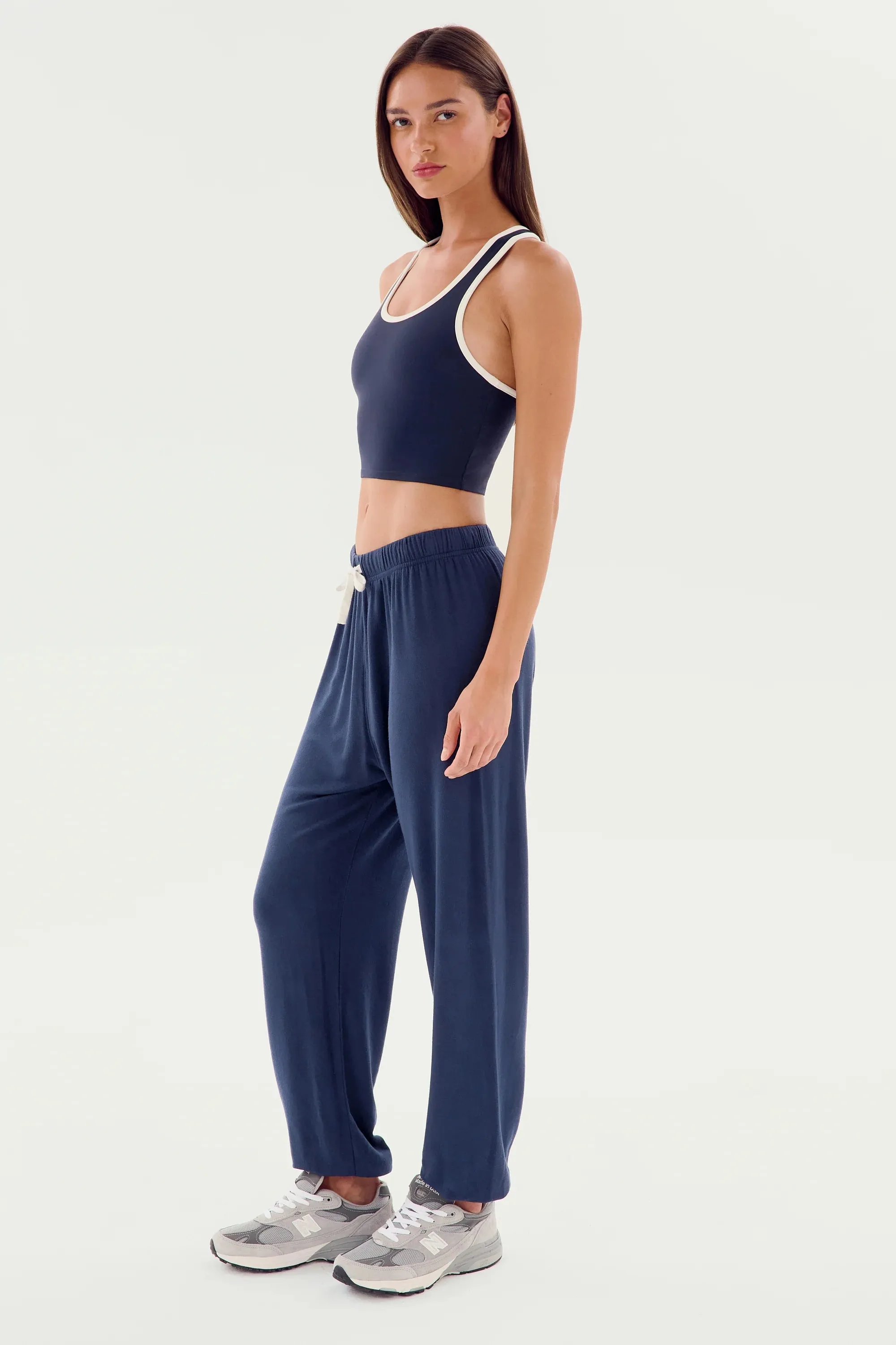 Splits59 Andie Warm Up Oversized Sweatpants in Navy