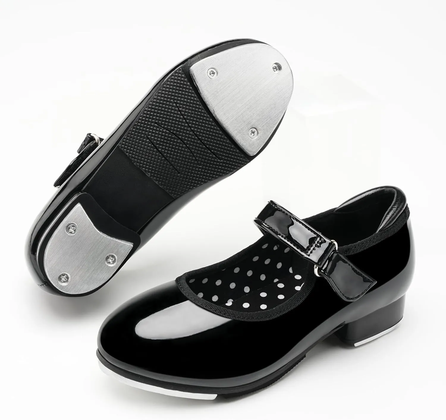 Stelle Tap Shoes for Girls Boys Patent Leather Detachable Bow Dance Shoes(Toddler/Little Kid/Big Kid)