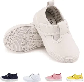 Toddler Boys Girls T-Strap Canvas Sneakers for Little Kids Classical Comfortable Mary Jane Canvas Flats, Non-Slip Casual Canvas Sneaker for Little Kids