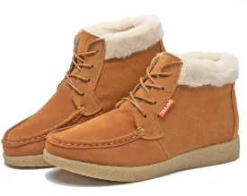 TRULAND Womens Winter Boots  Suede Leather Fur Lined Water Resistant Ankle Boots