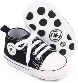 Unisex Baby Girls Boys Canvas High-top Shoes, Newborn Infant Anti-Slip Soft Sole Frist Walking Breathable Sneakers