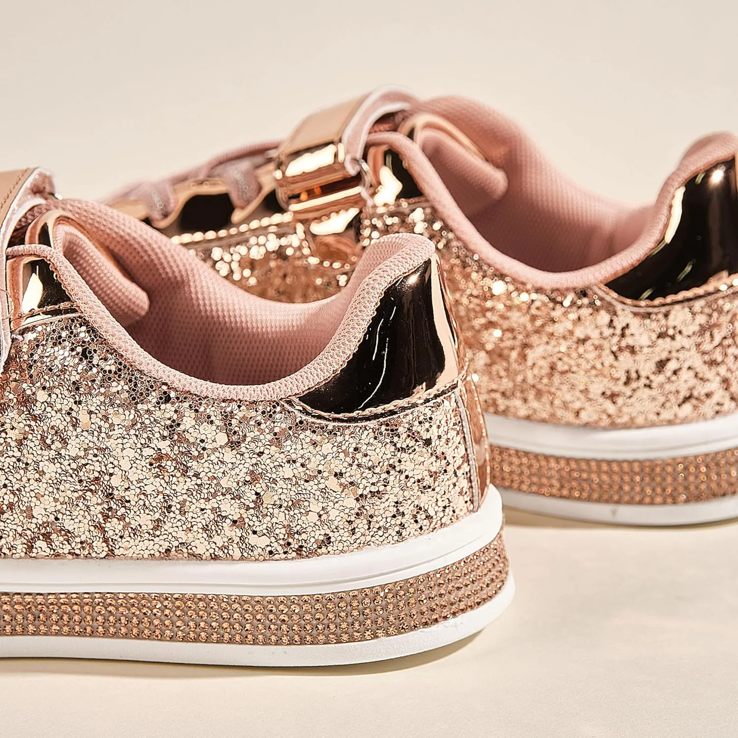 UUBARIS Girl's Glitter Tennis Sneakers - Fashion Sparkly Princess Shoes with Bling Walking Sneakers Sequin Design