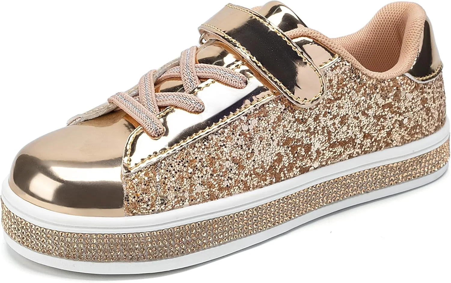 UUBARIS Girl's Glitter Tennis Sneakers - Fashion Sparkly Princess Shoes with Bling Walking Sneakers Sequin Design
