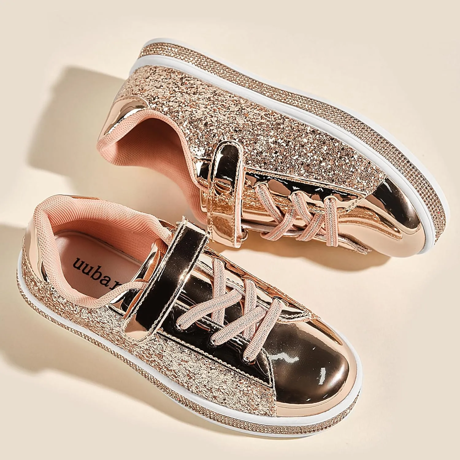 UUBARIS Girl's Glitter Tennis Sneakers - Fashion Sparkly Princess Shoes with Bling Walking Sneakers Sequin Design