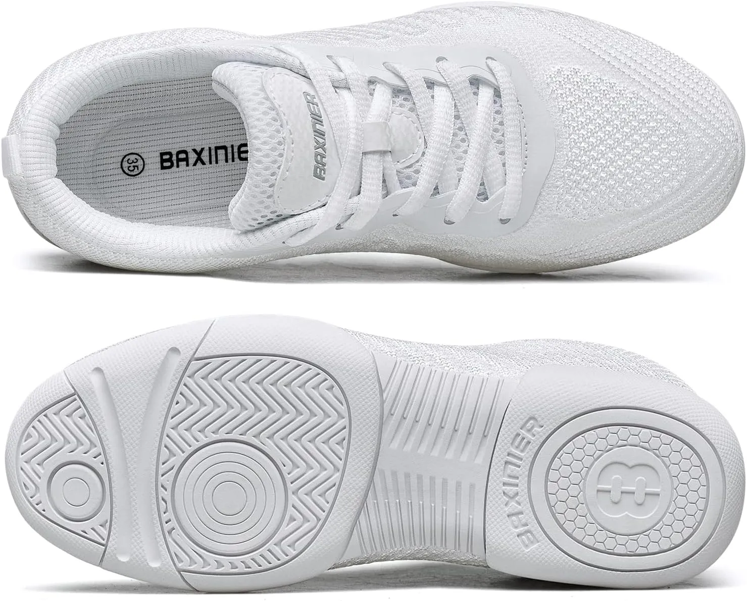White Cheer Shoes for Girls Youth Cheer Competition Dance Sneakers Breathable Athletic Training Tennis