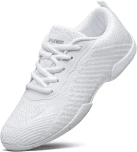 White Cheer Shoes for Girls Youth Cheer Competition Dance Sneakers Breathable Athletic Training Tennis