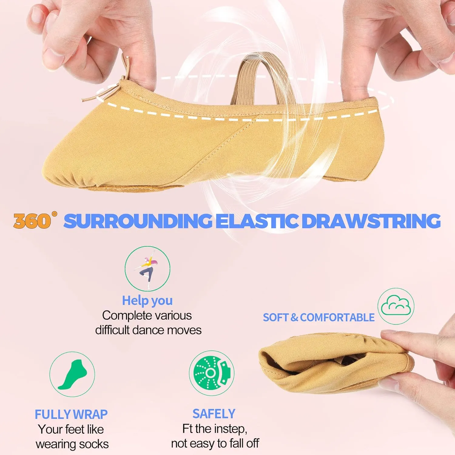 Women's Ballet Shoes Canvas Dance Slippers Yoga Practice Shoes for Girls/Adults