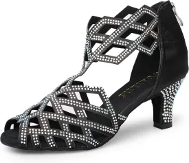Women's Ballroom Rhinestone Dance Shoes, Latin Salsa Bachata Practice Performance Dancer Shoes