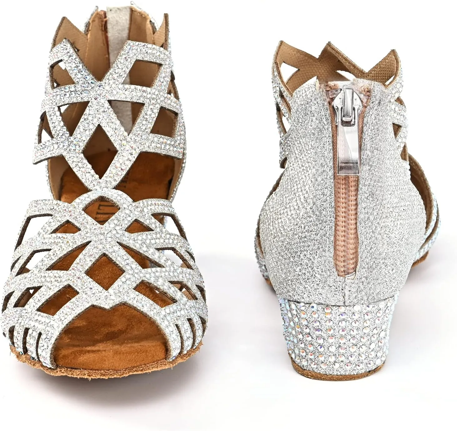 Women's Ballroom Rhinestone Dance Shoes, Latin Salsa Bachata Practice Performance Dancer Shoes
