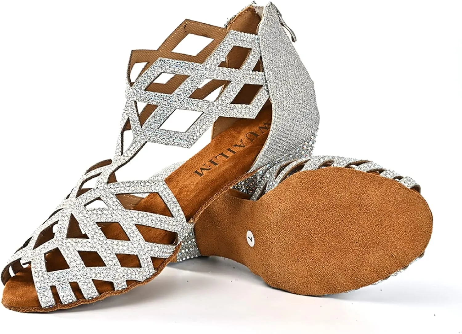 Women's Ballroom Rhinestone Dance Shoes, Latin Salsa Bachata Practice Performance Dancer Shoes