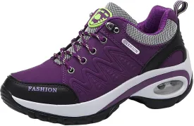 Womens Hiking Boots Orthopedic Wedge Arch Support Zipper Loafers Cloud Breathable Fahion Running Walking Causal Shoes